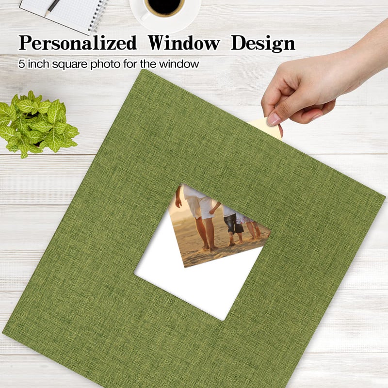 potricher Linen Hardcover Photo Album 4x6 600 Photos Large Capacity for Family Wedding Anniversary Baby Vacation (Green, 600 Pockets) - Image 2